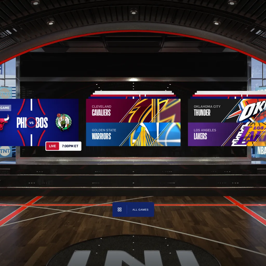 Rendered environment showing the NBA app's UI within the Home Scene.